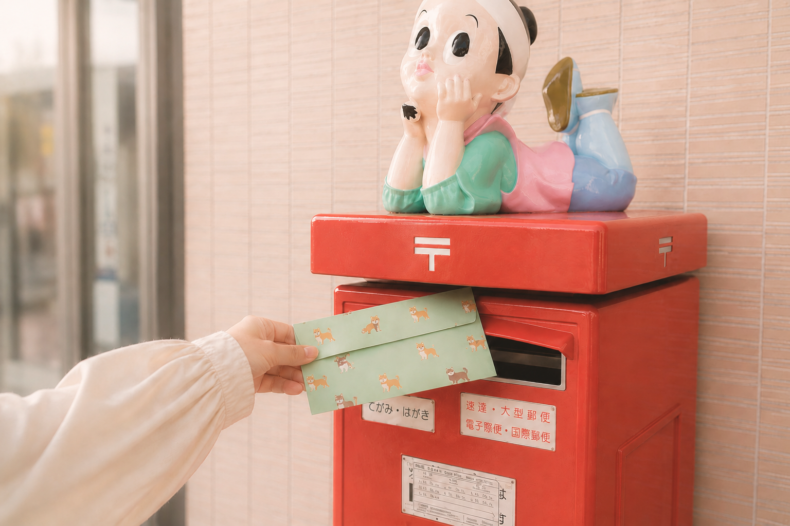 A Tegami Club letter being posted from Okayama, Japan
